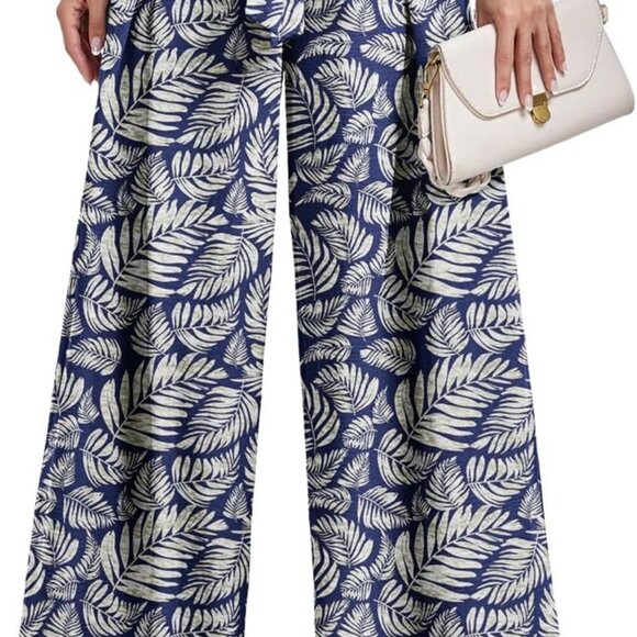 Other - High Waisted Palazzo Pants Work Casual Flowy Tie Knot Trousers with Pockets